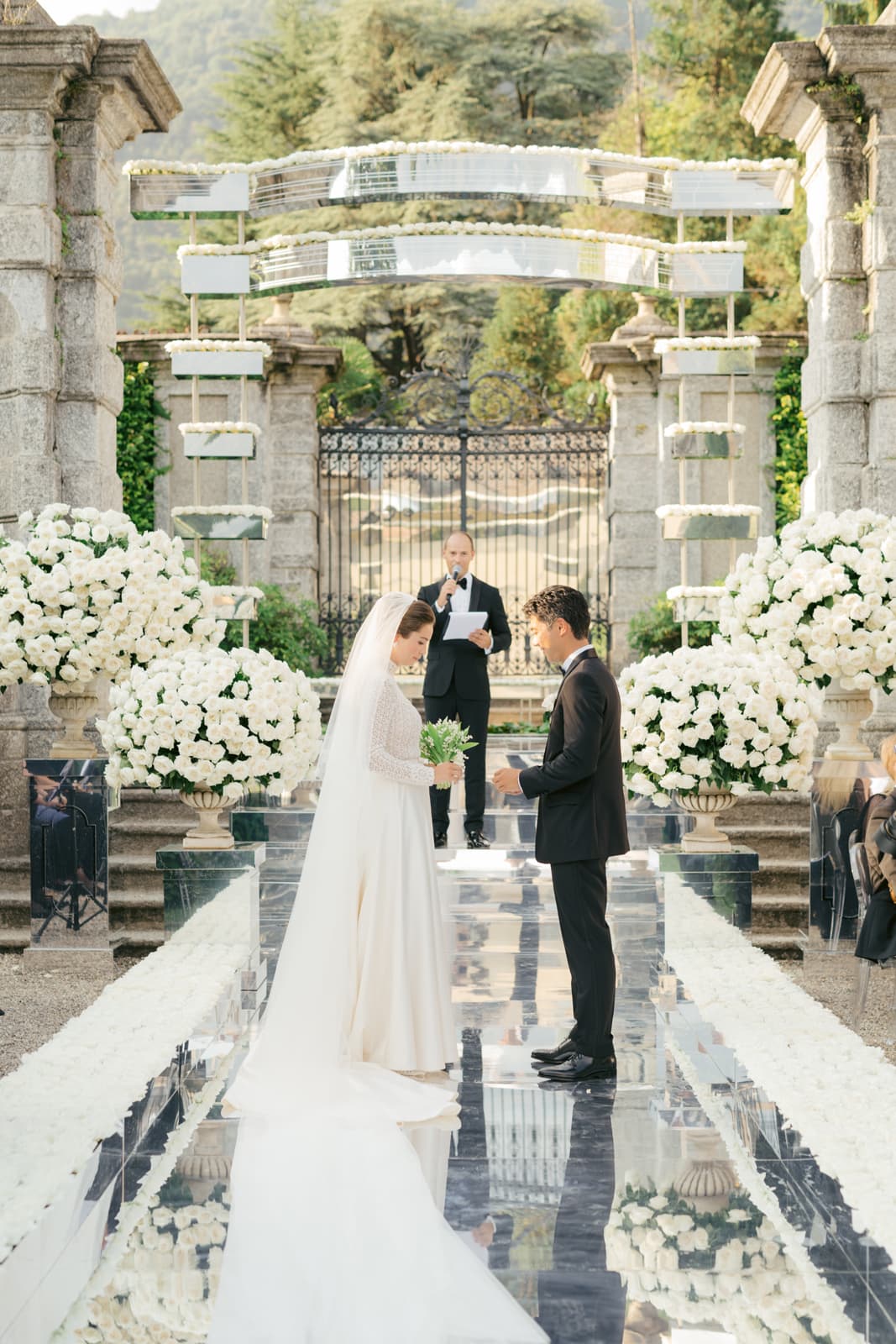 Ceremony setup at Villa Balbiano's backyard